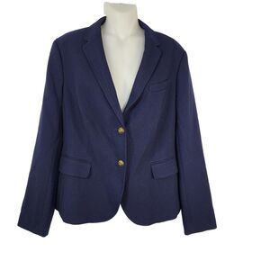 Talbots Women Blazer Jacket Size 12 2 Gold Button Closure Lined Long Sleeve Blue
